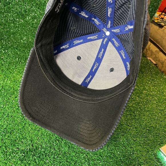 Titleist Brand Baseball Gingham Check Cap Grey Blue OSFM Adjustable - Picture 6 of 8